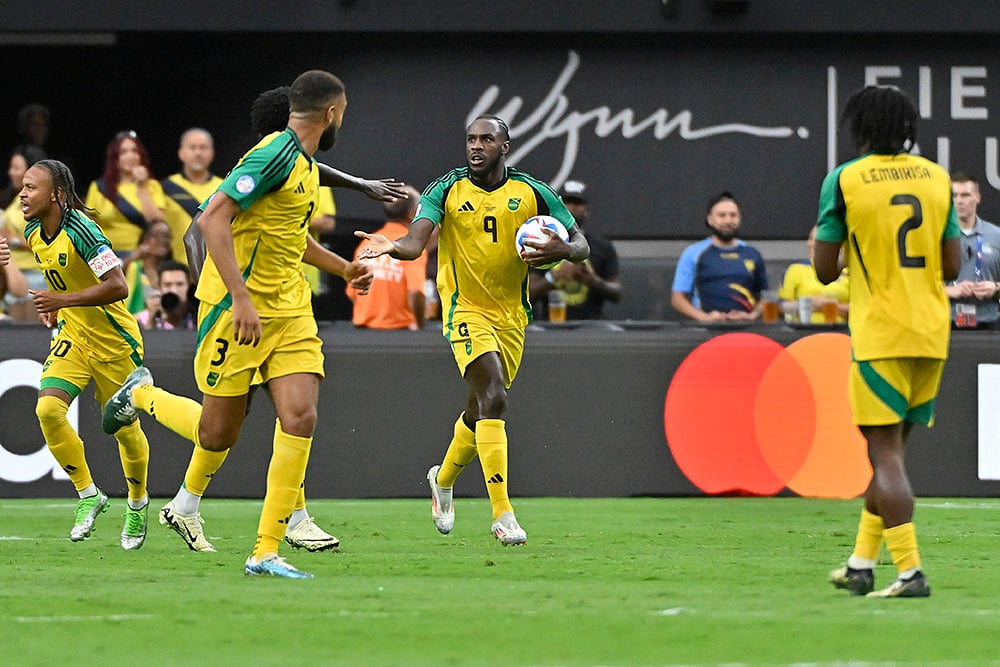| Photo: AP/David Becker : Jamaica's Michail Antonio celebrates scoring a goal